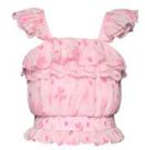 RUFFLE TRIMMED TOP WITH LACE DETAIL