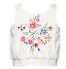 EMBROIDERED FLORAL TOP W/ LACE TRIM