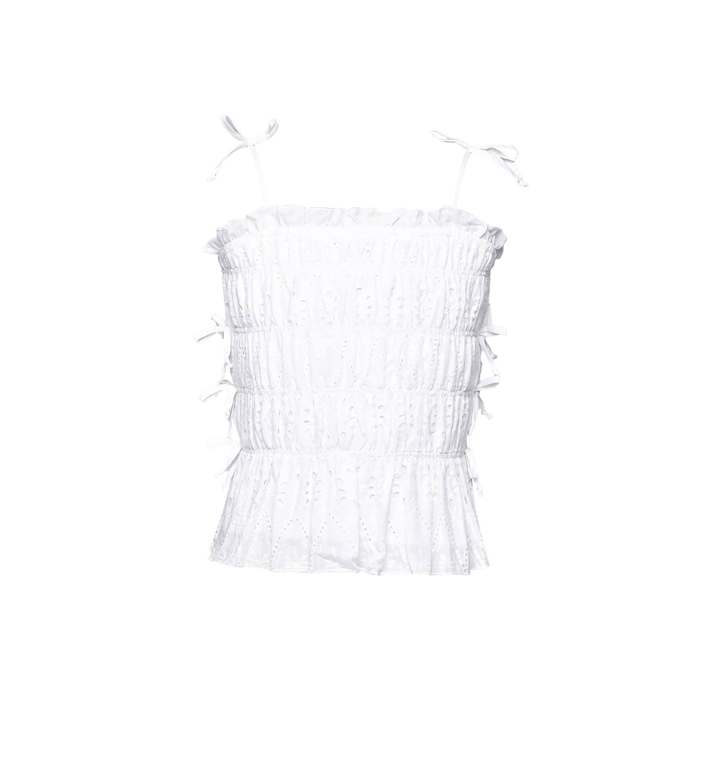 EYELET TANK TOP W/ SIDE BOWS