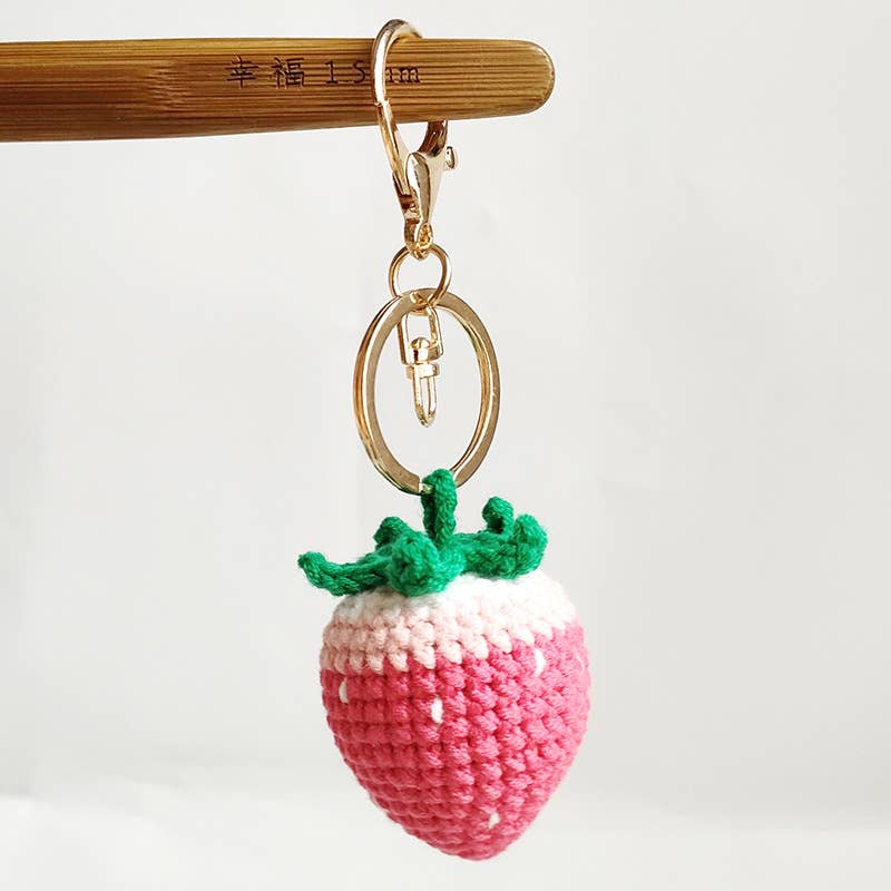 Strawberry Handmade Knitted Keychain