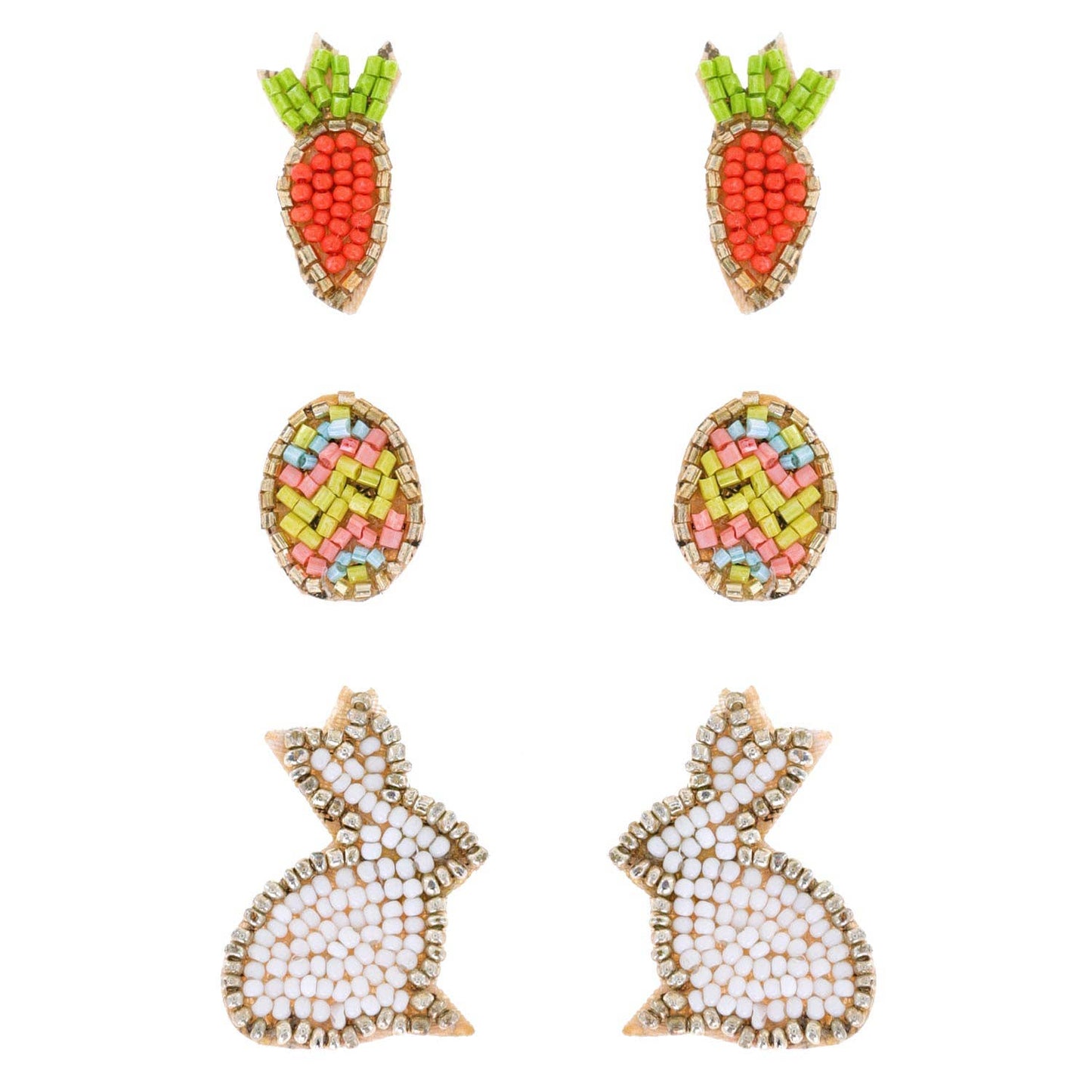 3-Pair Assorted Easter Beaded Earring Set