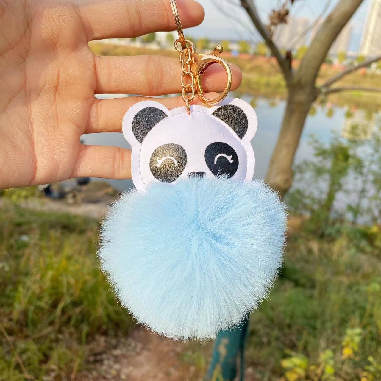 Panda Pom Pom Keychain