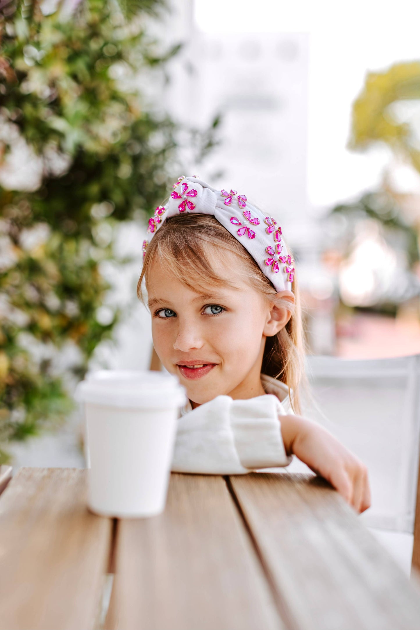 Tie Dye Flower Gem Knot Headband
