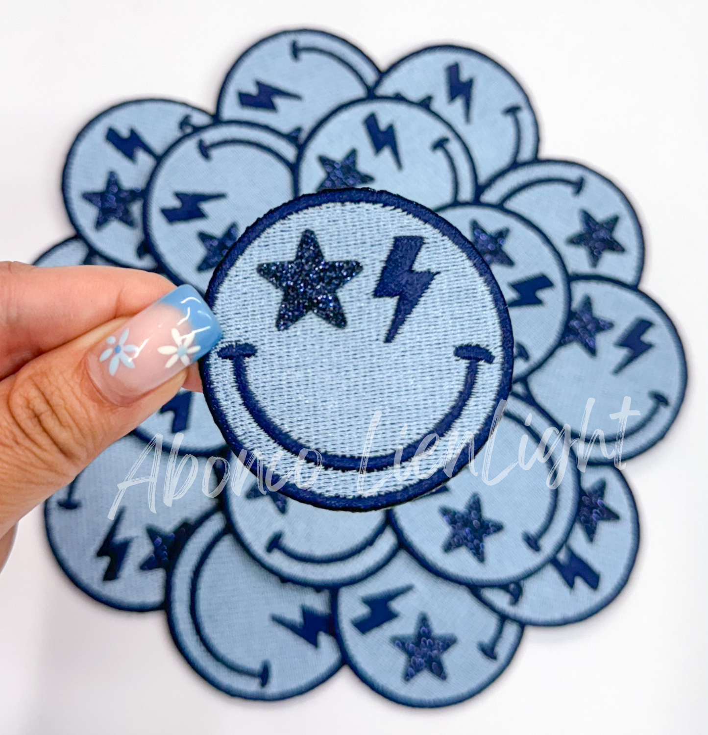 Blue smiley patch