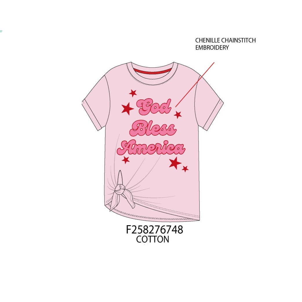 God bless America front knot t-shirt