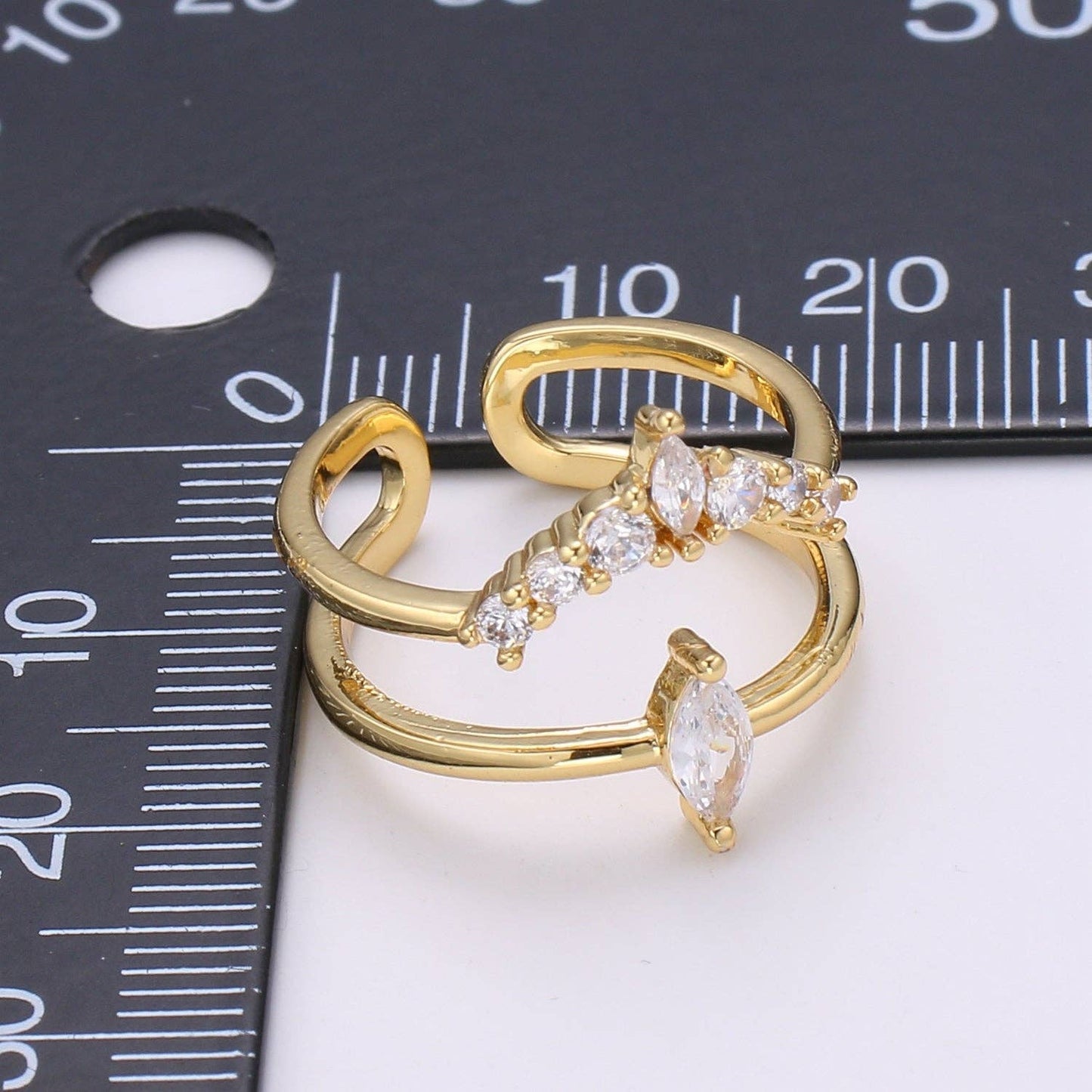 Crystal Double Layer Adjustable Ring