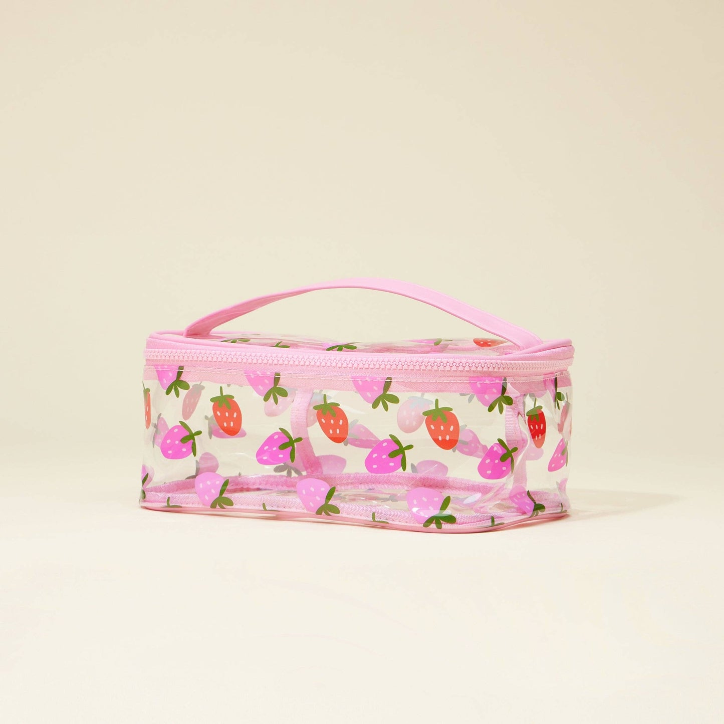 Fruit-Print Clear Makeup Bag with Handle Travel Organizer