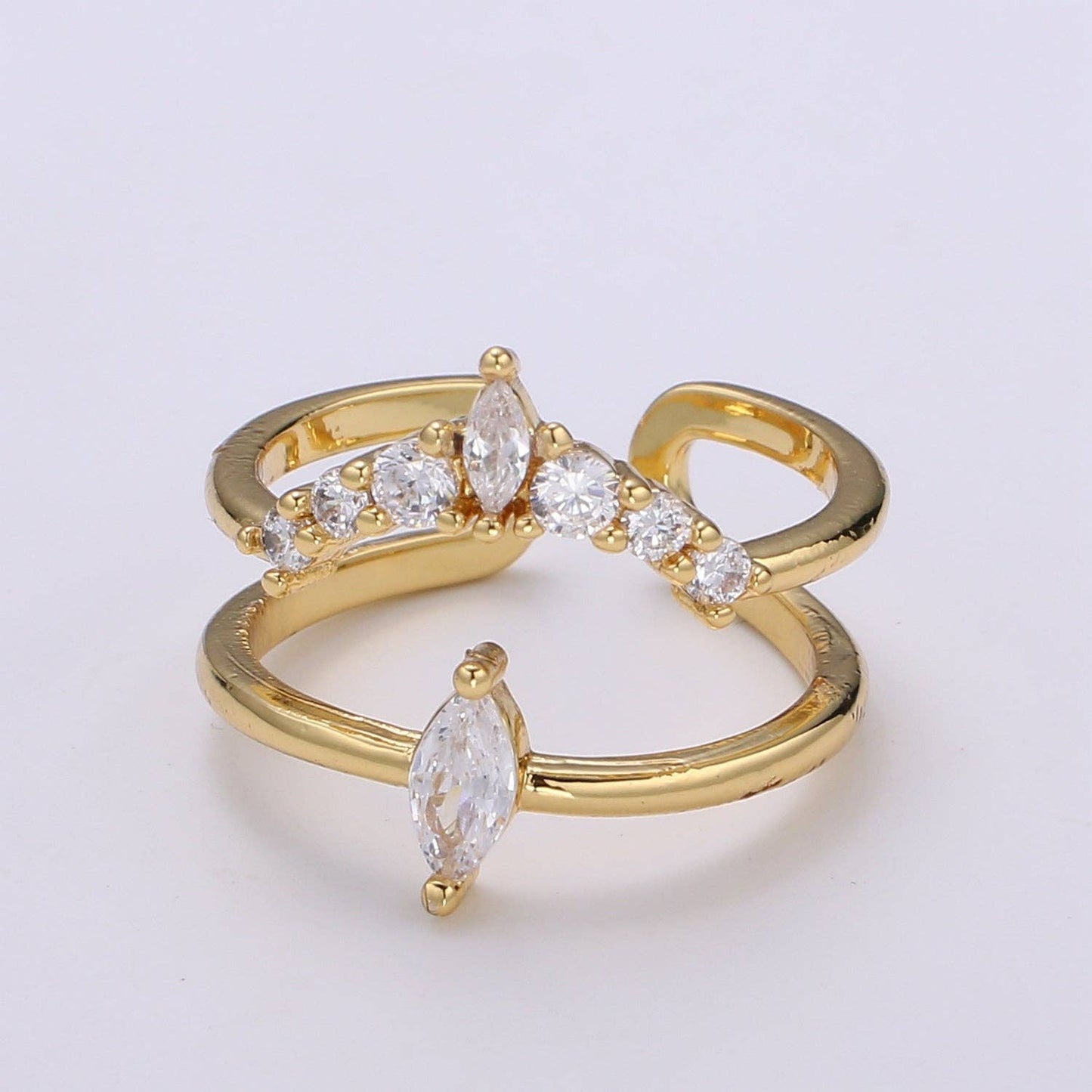 Crystal Double Layer Adjustable Ring