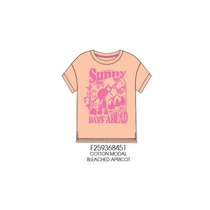 Sunny days are ahead roll cuff graphic tee