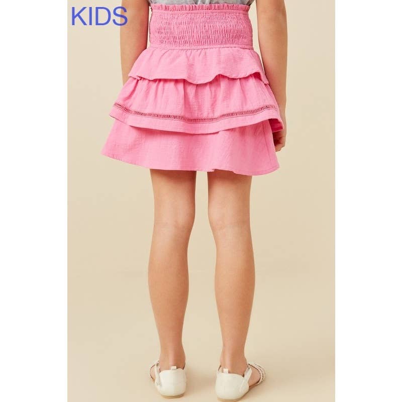 Girls Crochet Trimmed Smocked Layered Skirt