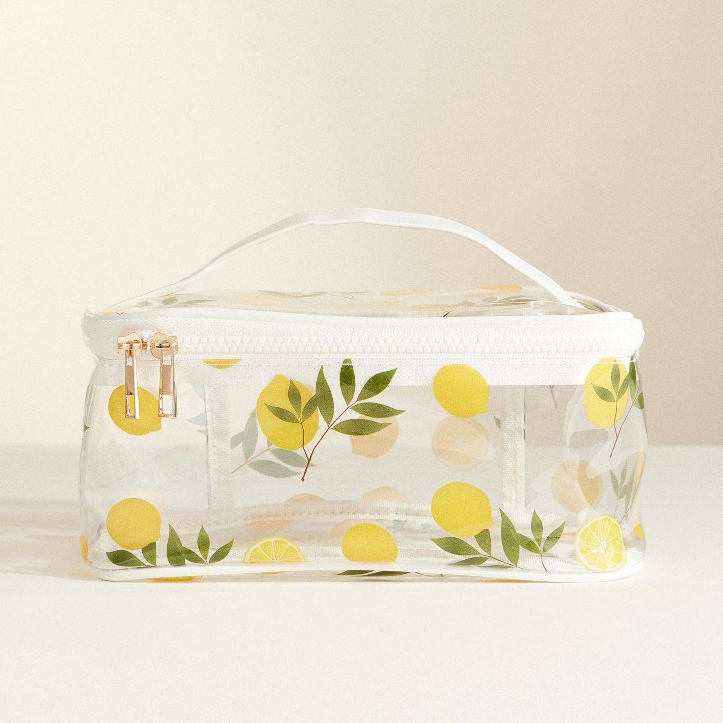 Fruit-Print Clear Makeup Bag with Handle Travel Organizer