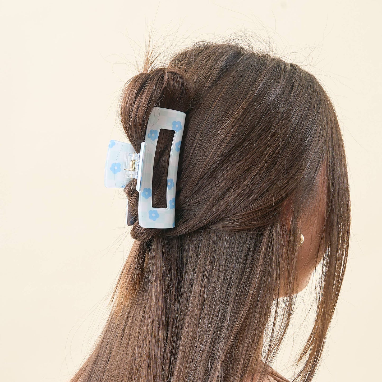 Claw Clip-Check Blue