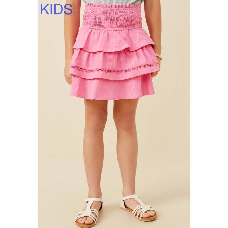 Girls Crochet Trimmed Smocked Layered Skirt