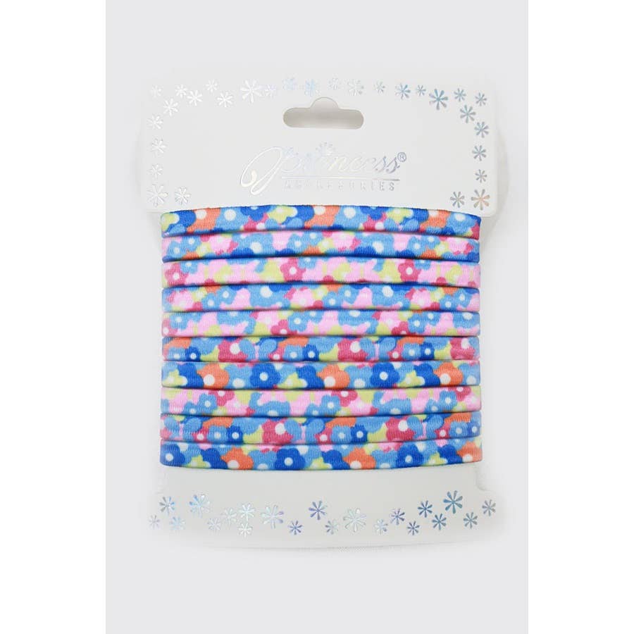Flower Printed Seamless Nylon Elastic Hair Ties