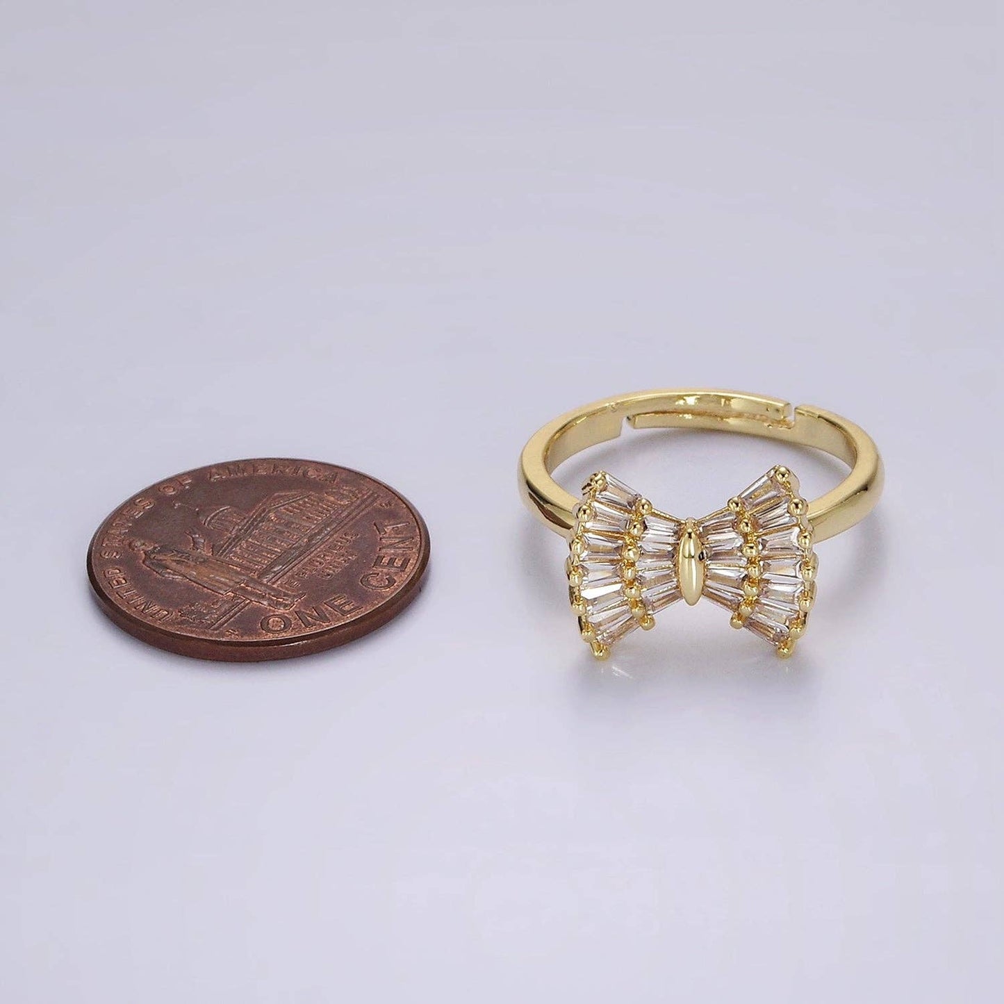 Baguette Bow Ribbon Ring
