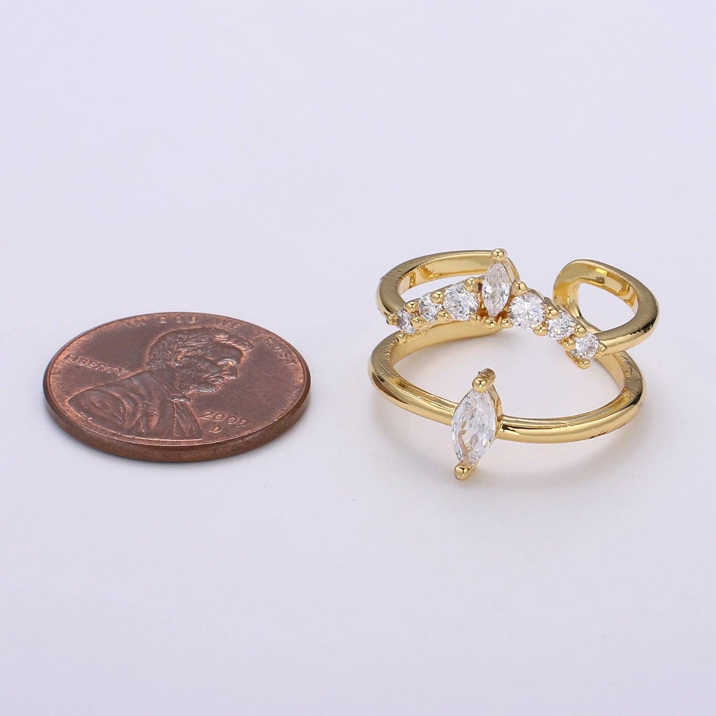 Crystal Double Layer Adjustable Ring
