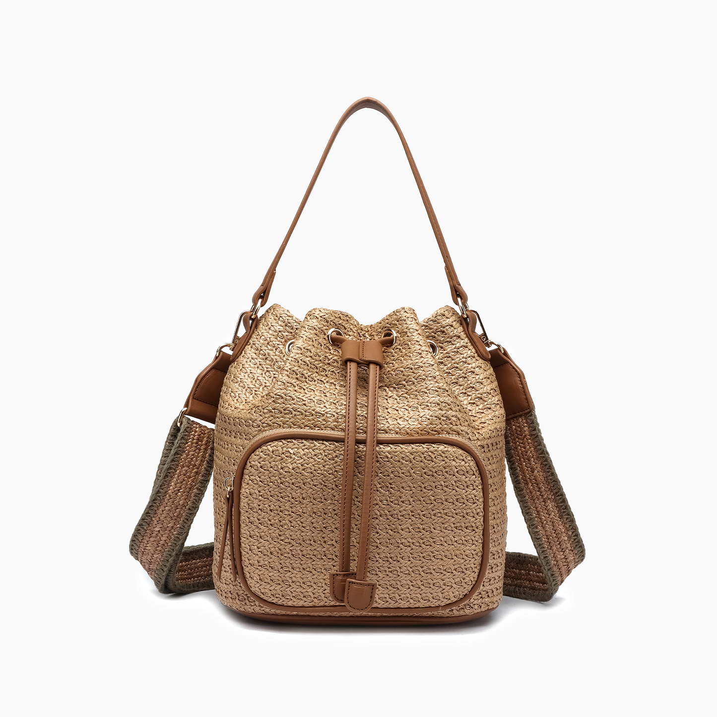Harmony Straw Bucket Crossbody Bag