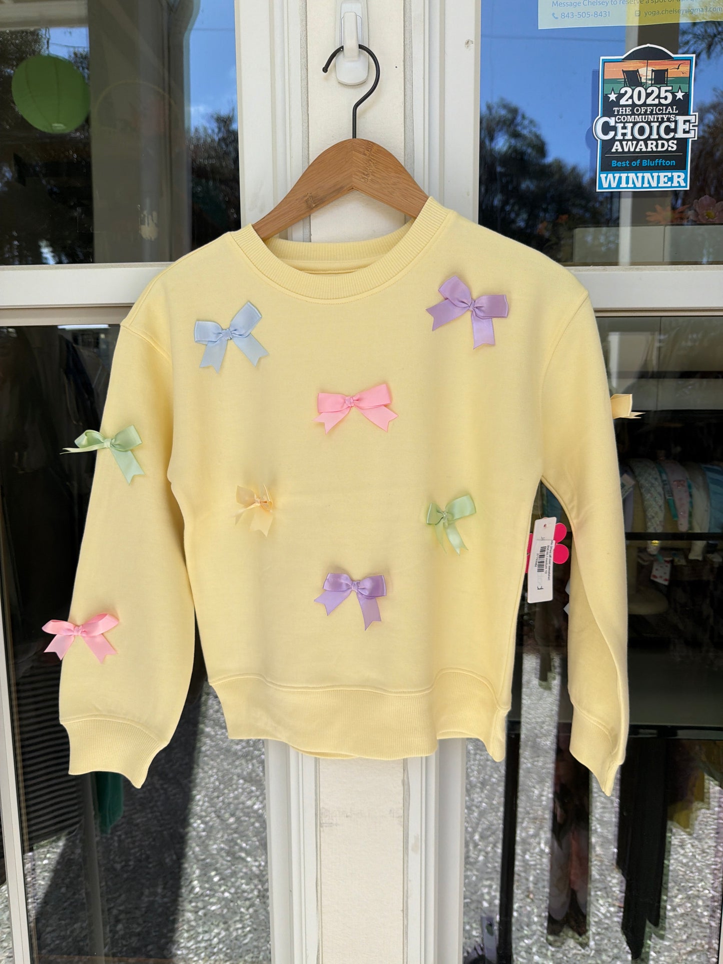 satin bows all over sweatshirt