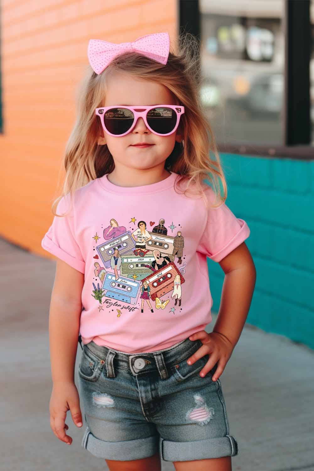 Taylor Tapes Lavender Collage Kids Graphic Tee