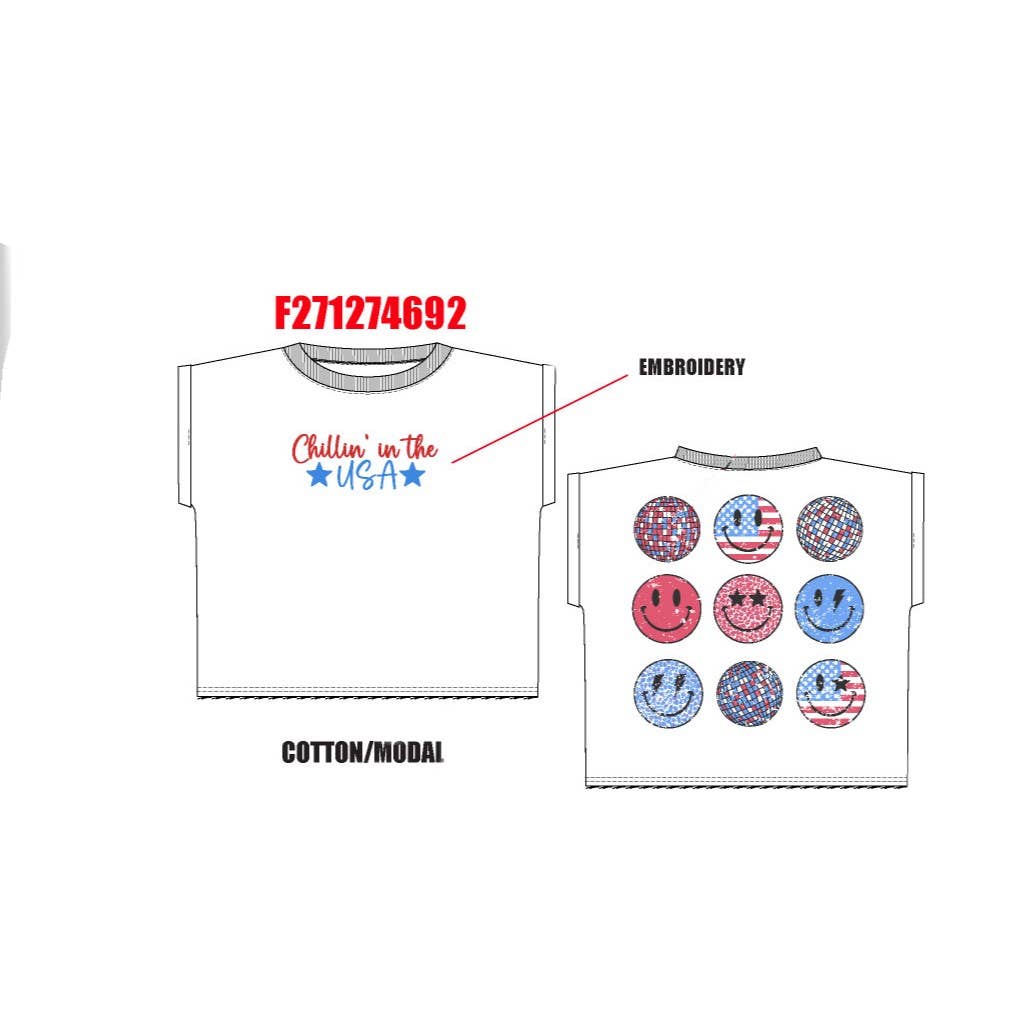 Chillin' in the USA embroidery sleeveless shirt