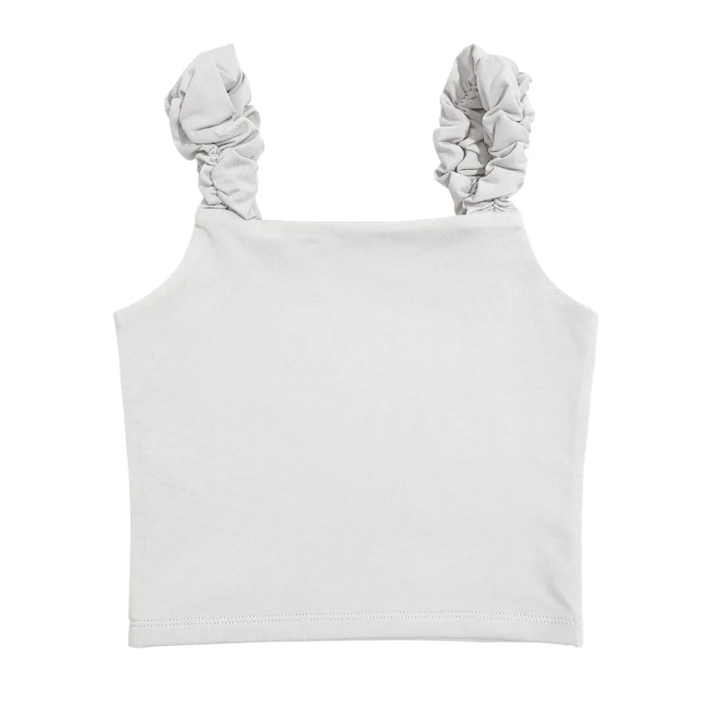 White Ruffle Tank Top