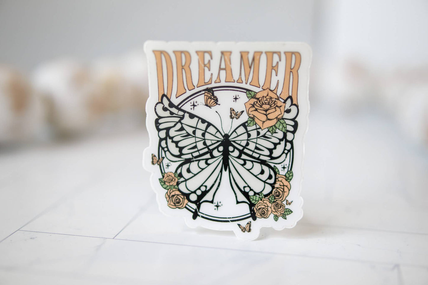 Dreamer Butterfly Clear Sticker, 3x3