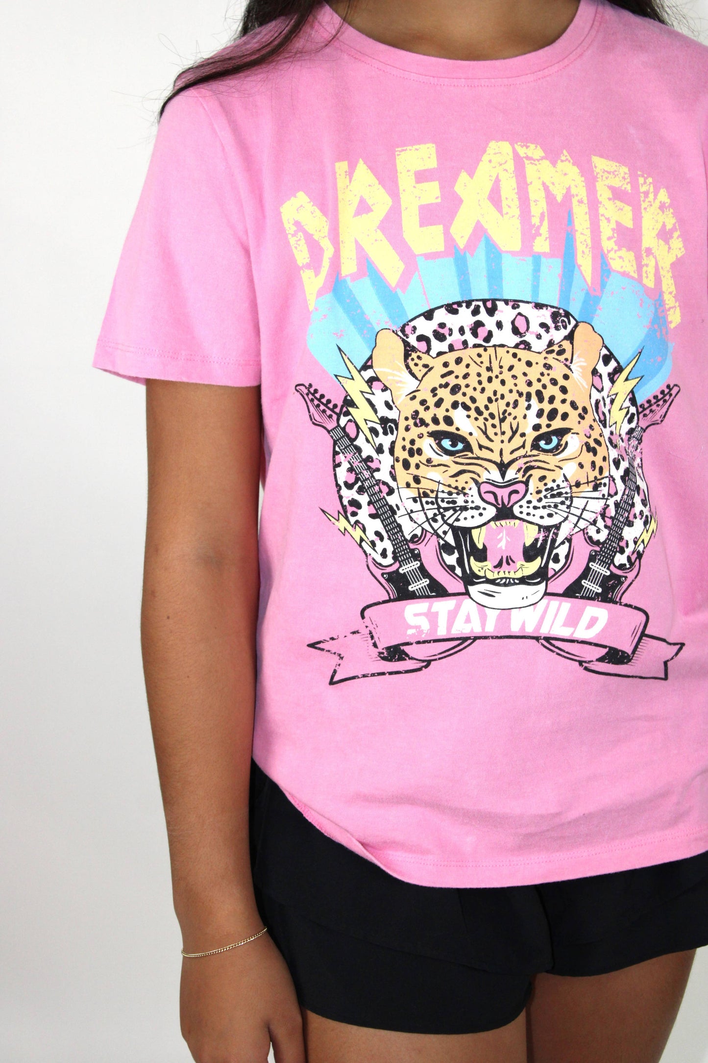 Dreamer leopard distressed graphic shirt