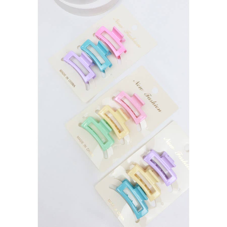 3-Pcs Mini Rectangle Hair Claw Set