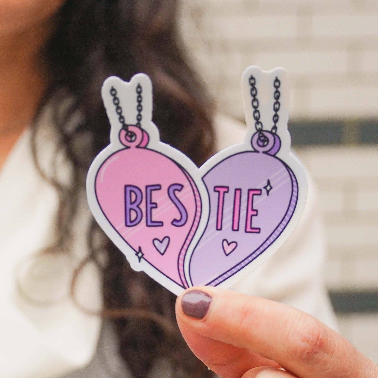 Bestie Heart Charm Necklace Sticker