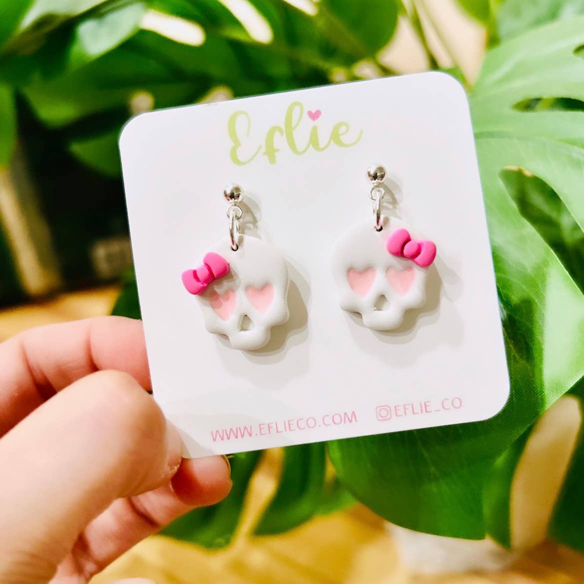 Halloween Pink Skeleton With A Floral Earring | Cute Spook