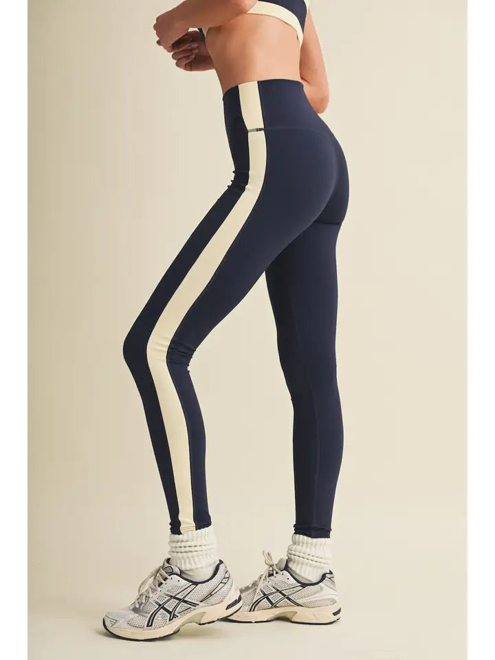 Side contrast block legging