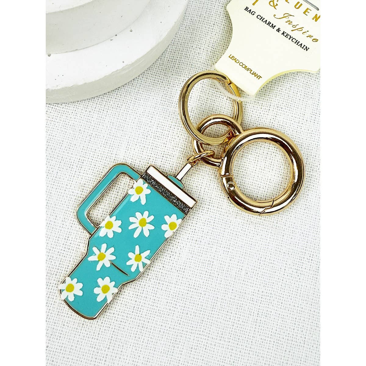 Tumbler Shaped Enamel with Bag Charm Key Chain