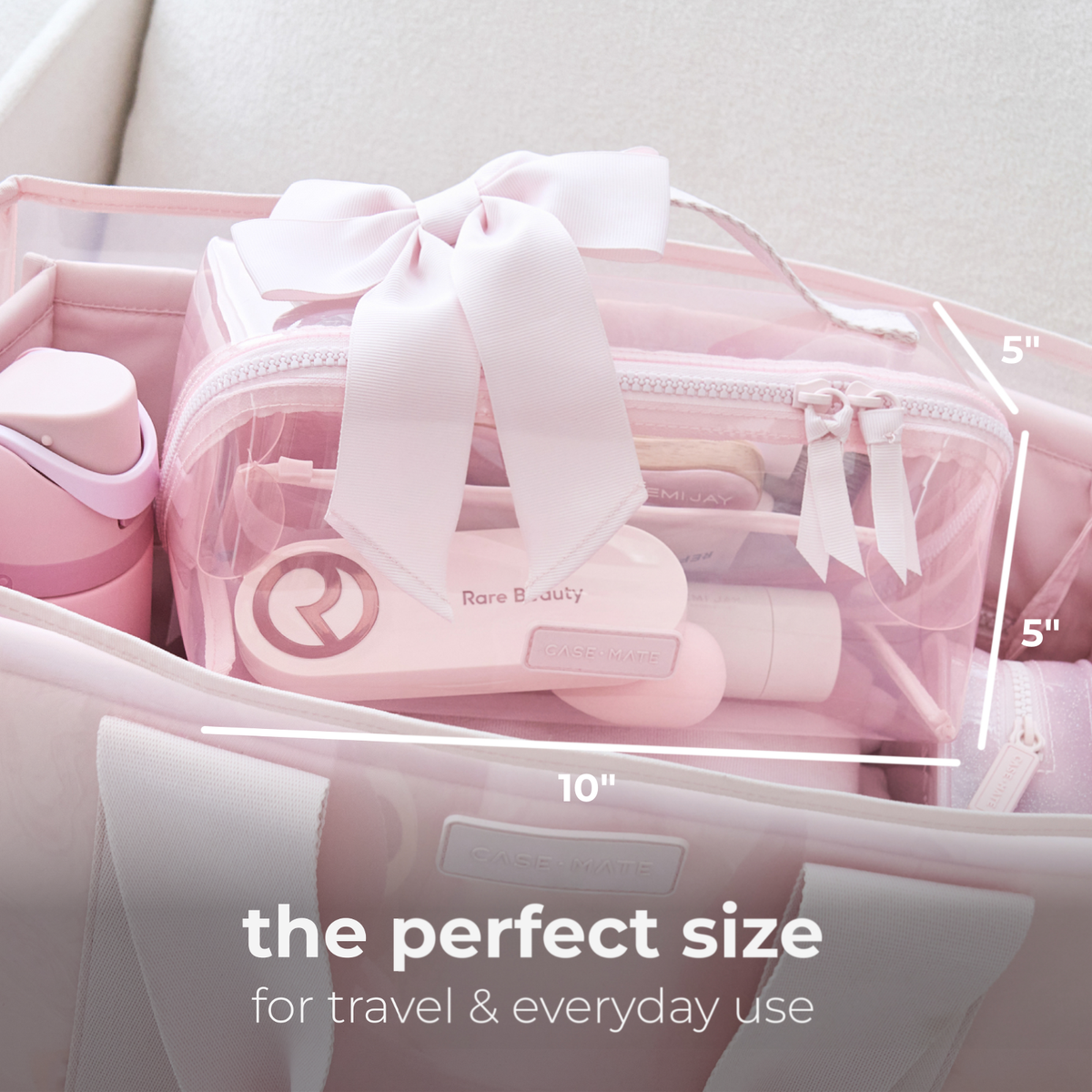 Ballet Pink Bow Lay-Flat Makeup Bag