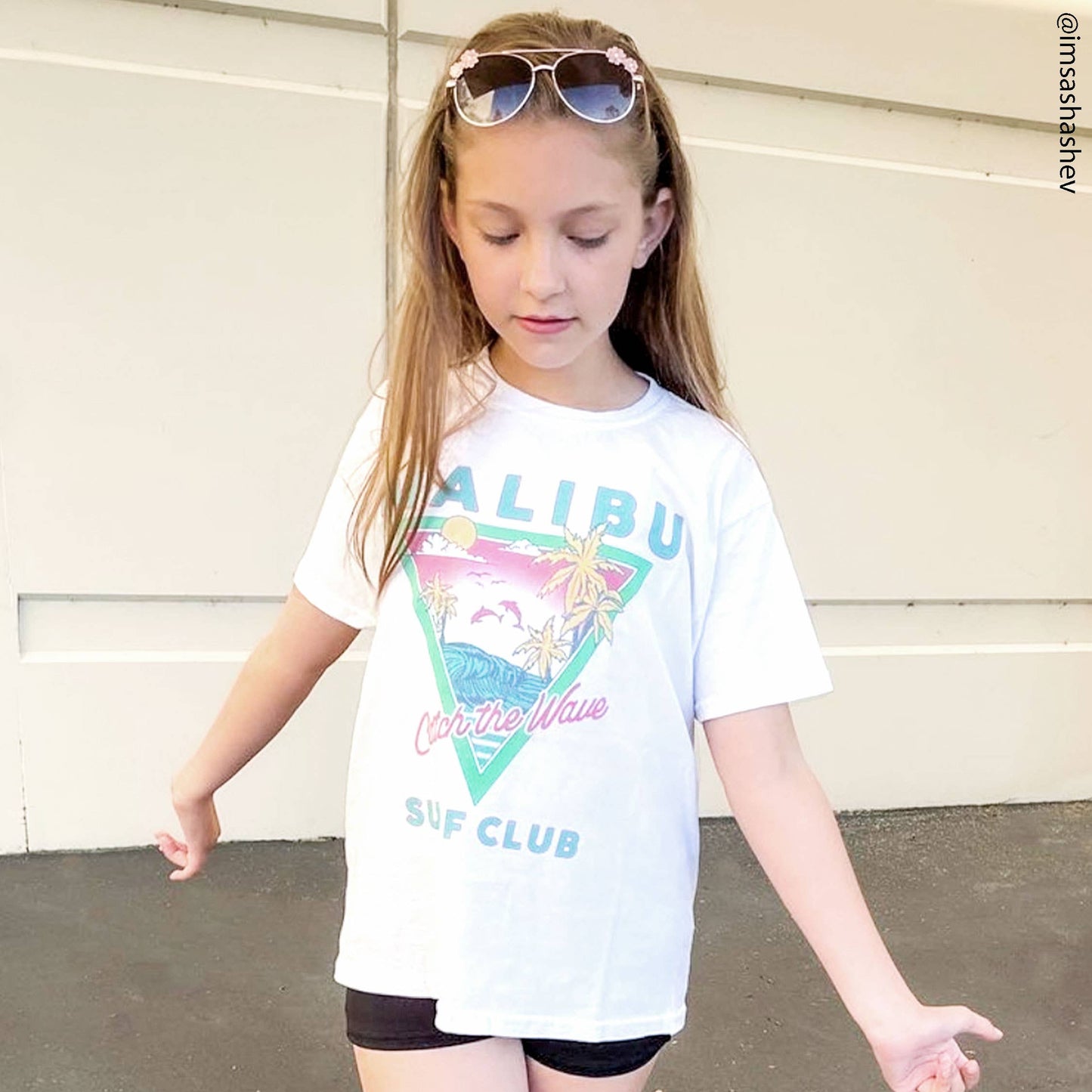 Kids White Malibu T-shirt-Girls