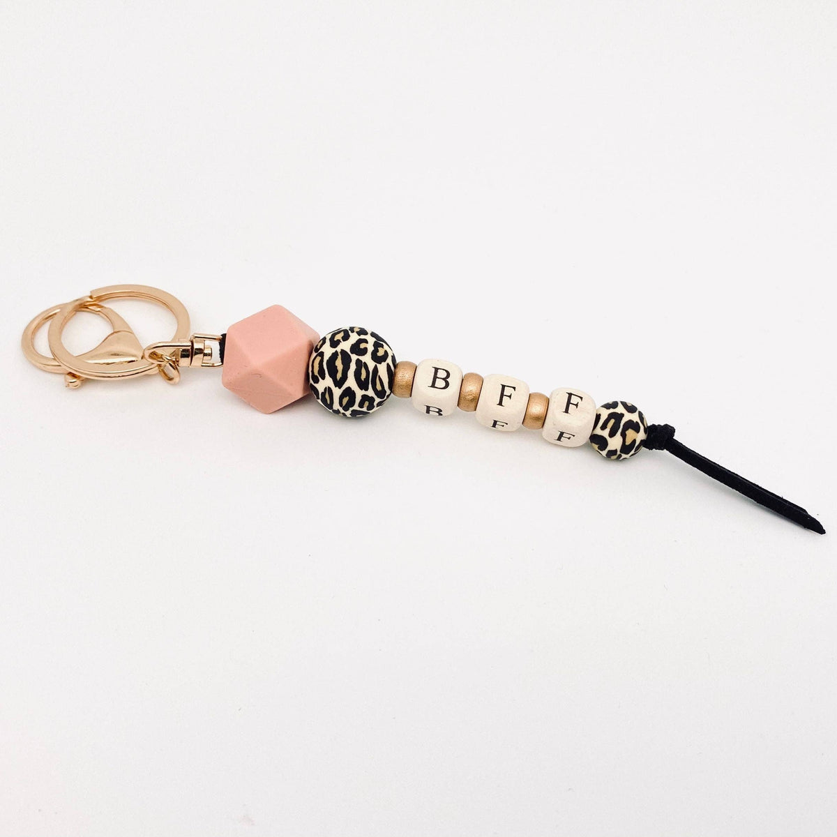 Silicone Wooden Letter Beaded Keychain