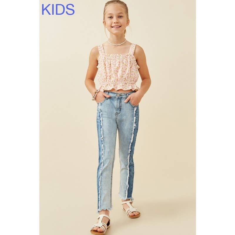 Girls Textured Ditsy Floral Crop Balloon Tank