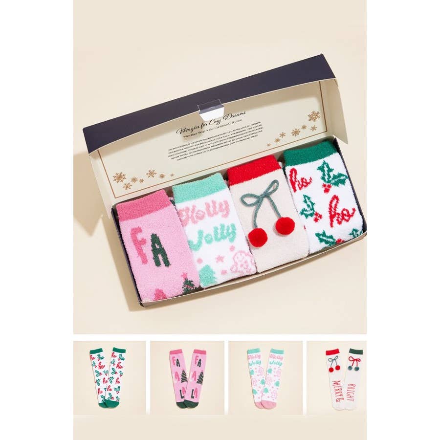 Holly Jolly Theme Gift Socks Set