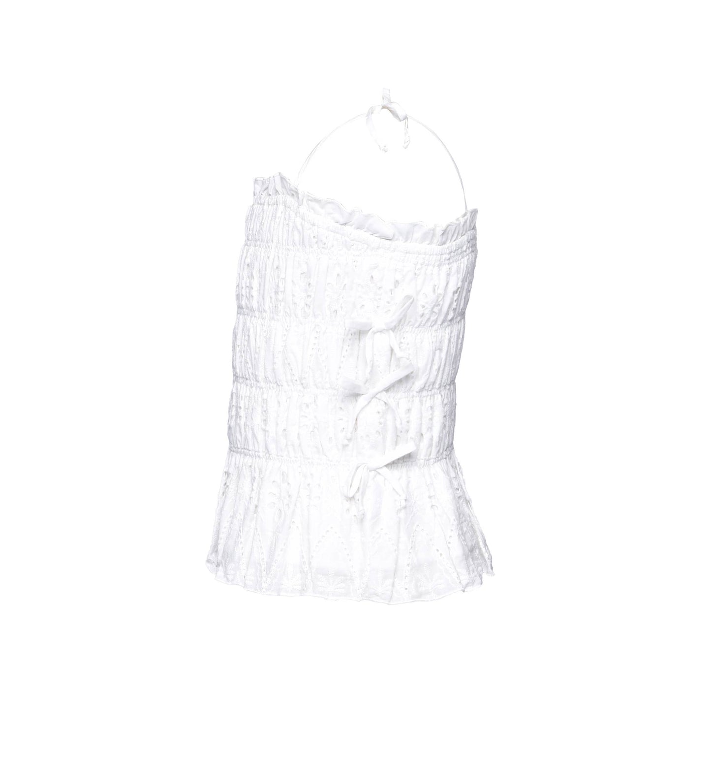 EYELET TANK TOP W/ SIDE BOWS