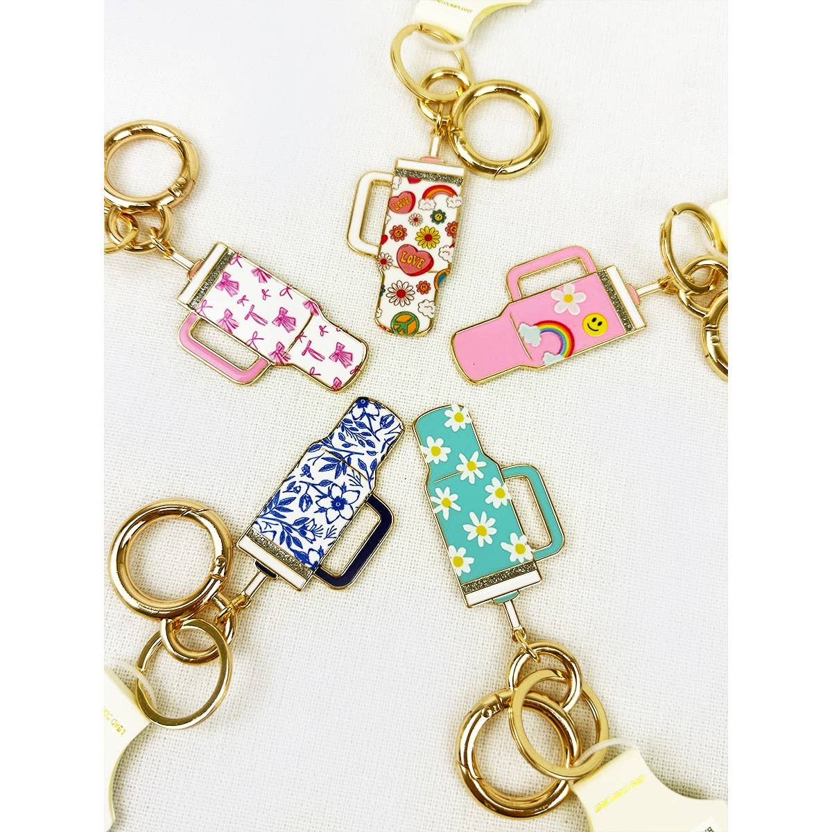 Tumbler Shaped Enamel with Bag Charm Key Chain
