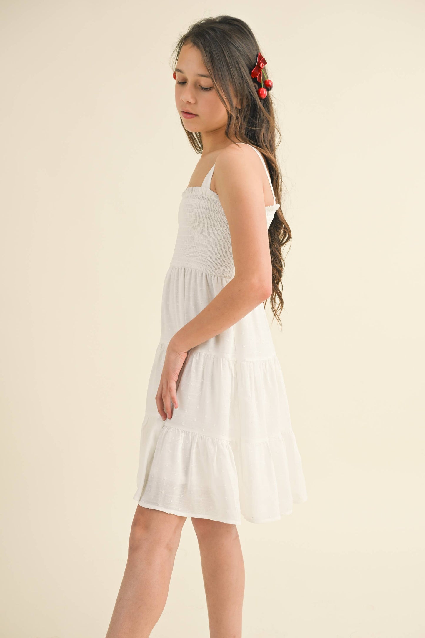 TWEEN KIDS GIRLS SMOCKED TIERED DRESS