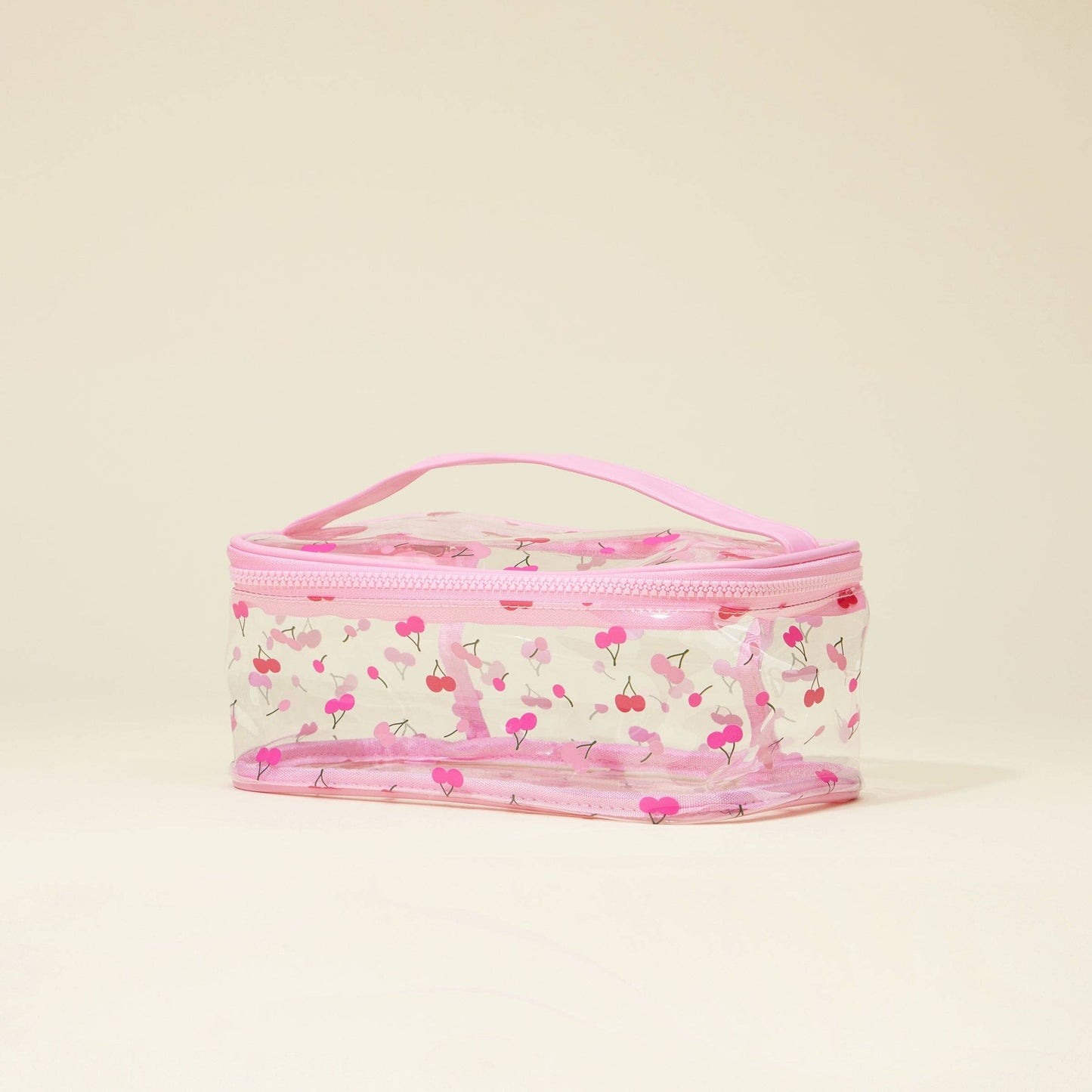 Fruit-Print Clear Makeup Bag with Handle Travel Organizer