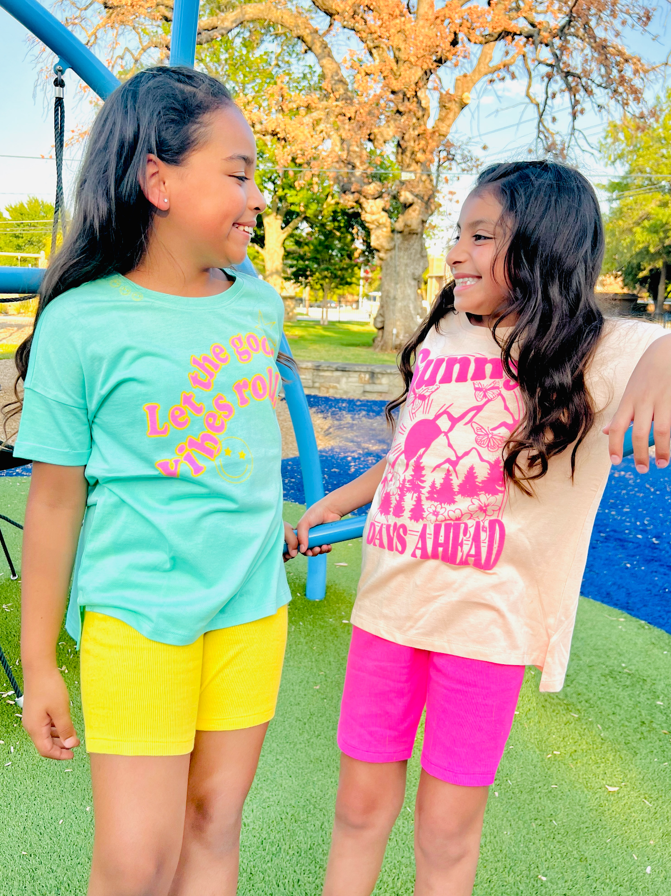 Sunny days are ahead roll cuff graphic tee