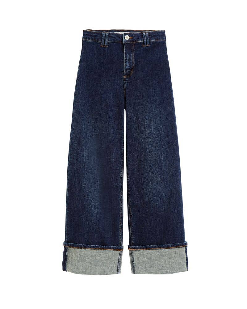 CUFFED FLAT FRONT WIDE LEG ANKLE CROP