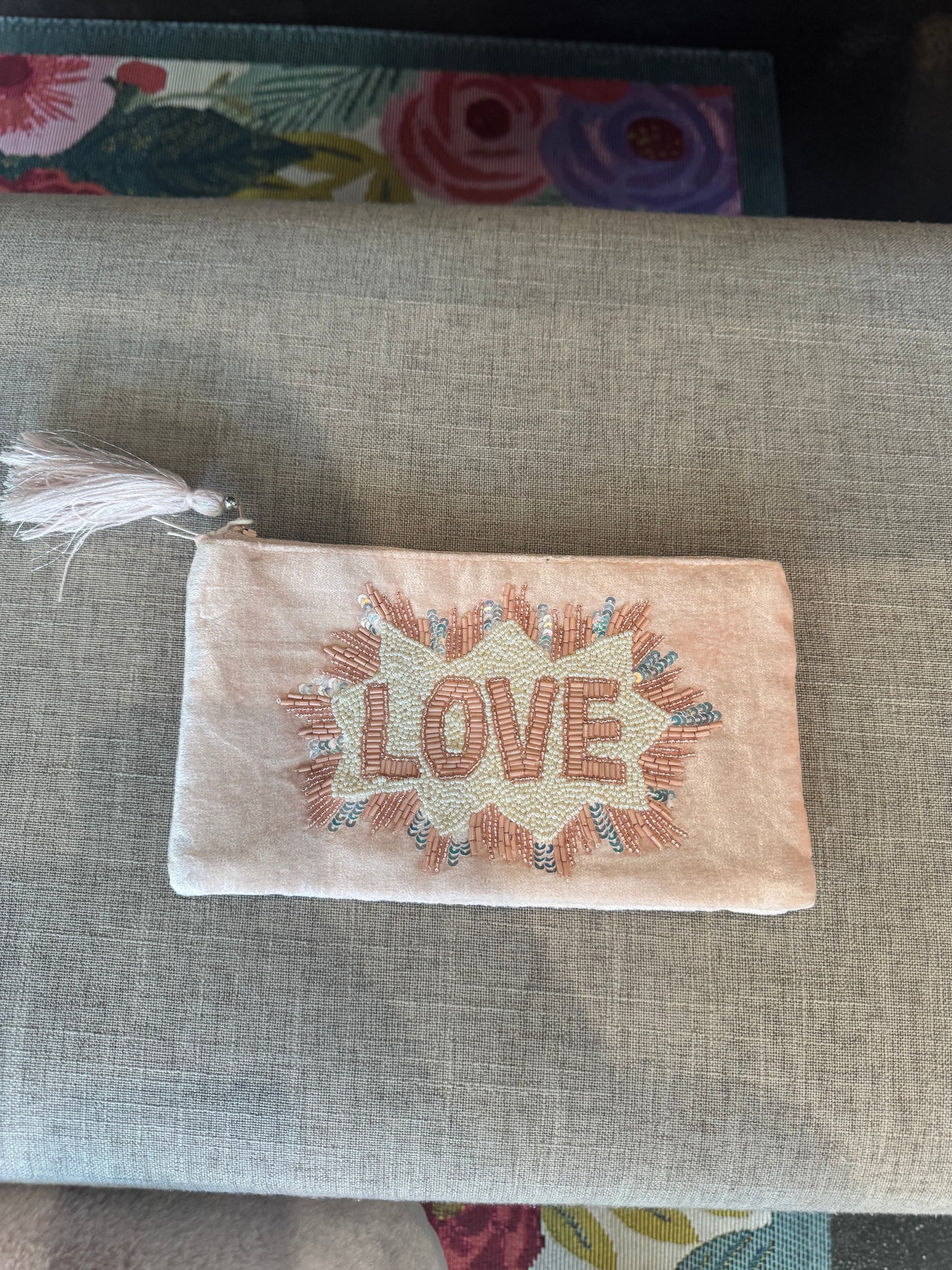 Hand Beaded Tassel Pouch