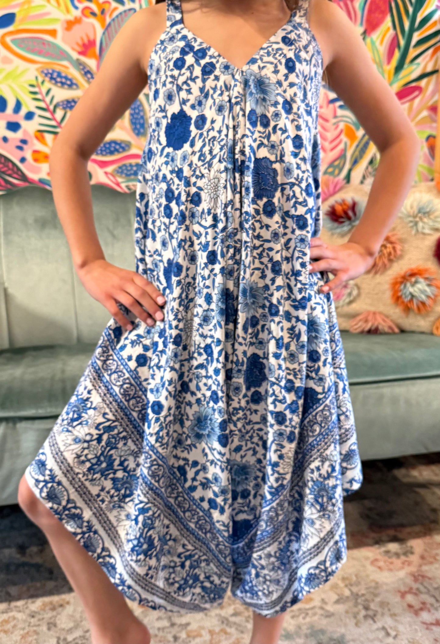 Clover Romper Blue Flower