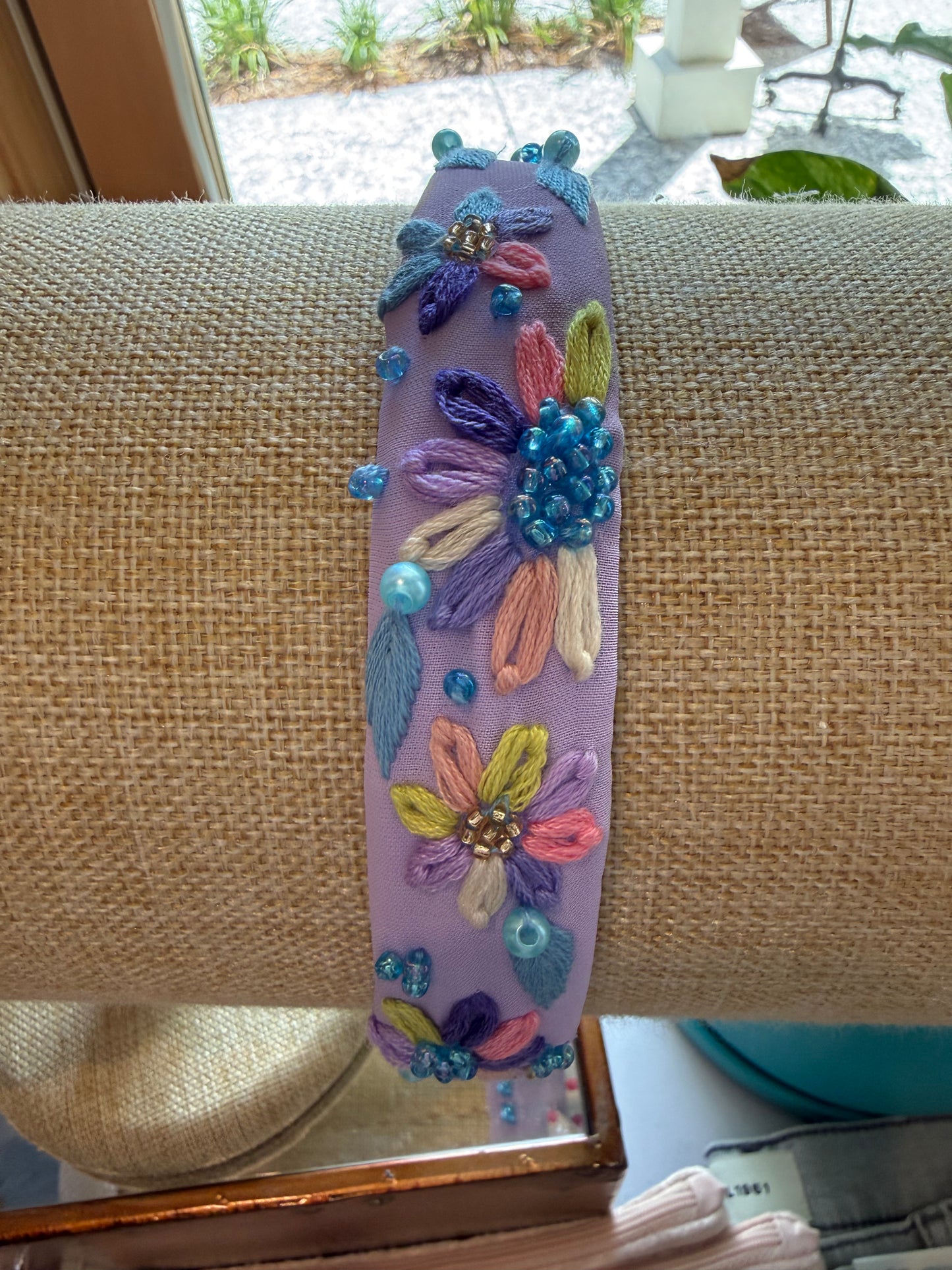embroidered flower pad headband