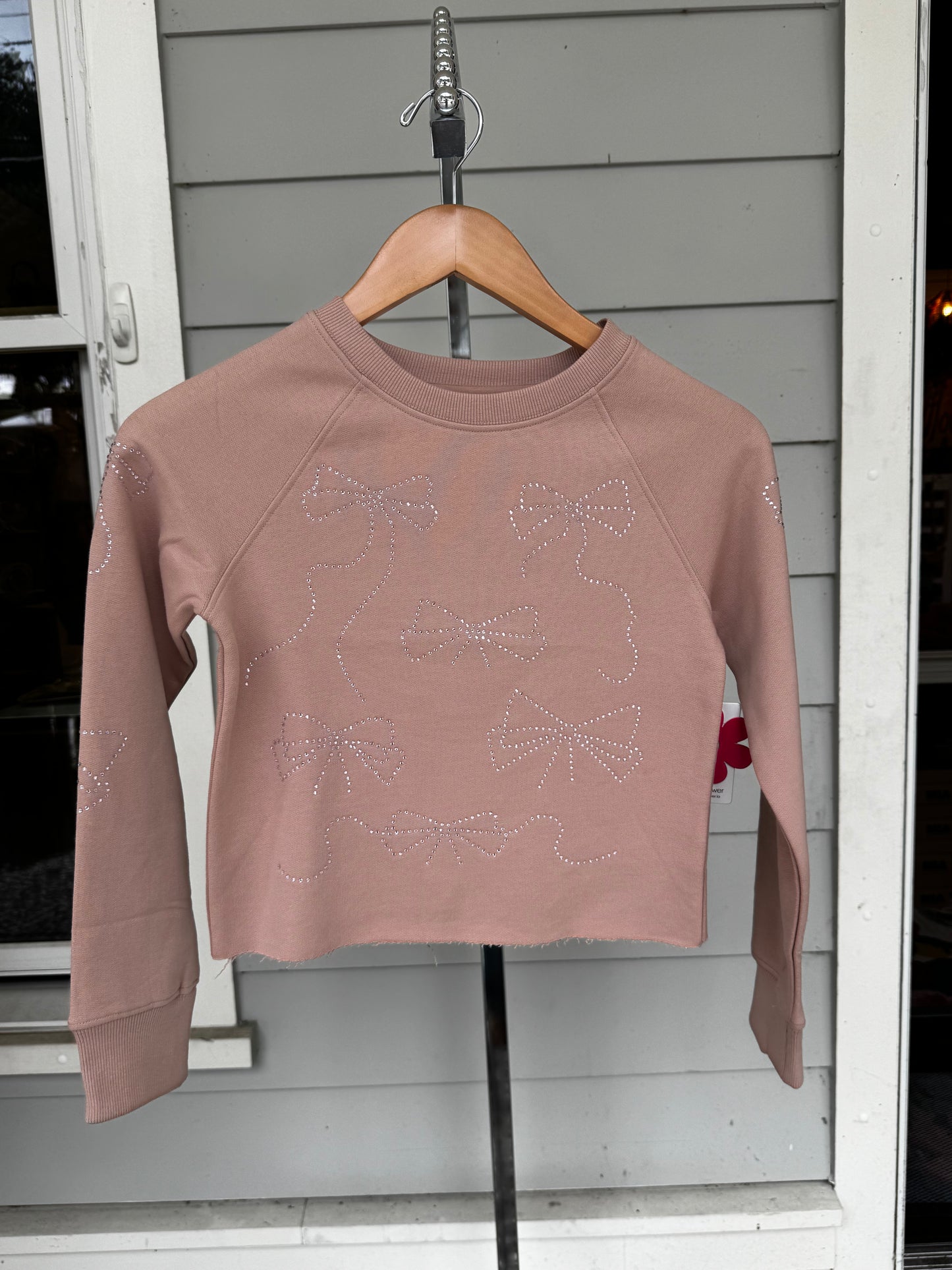 Rhinestone Bow Sweatshirt