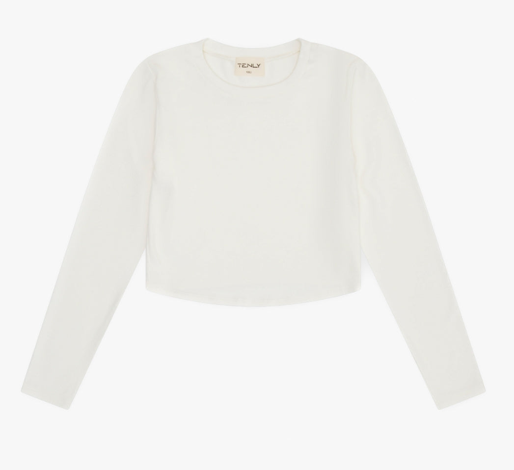 Rayon Rib Curved Hem L/S Top