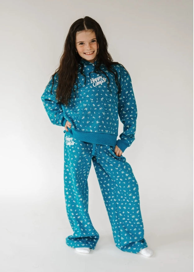 Teal Peony Sweatpants