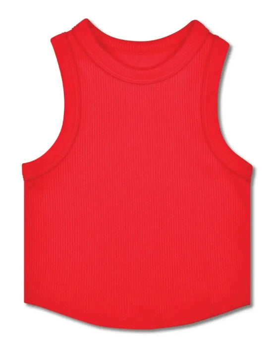 Cherry Red Cropped Ribbed Racerback Top